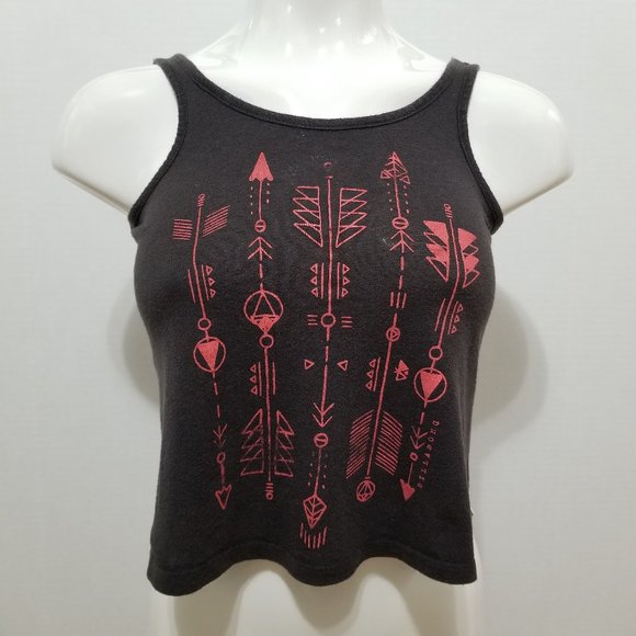 Billabong top Medium boho tribal arrow graphic chevron checkerboard print tank - Picture 1 of 12